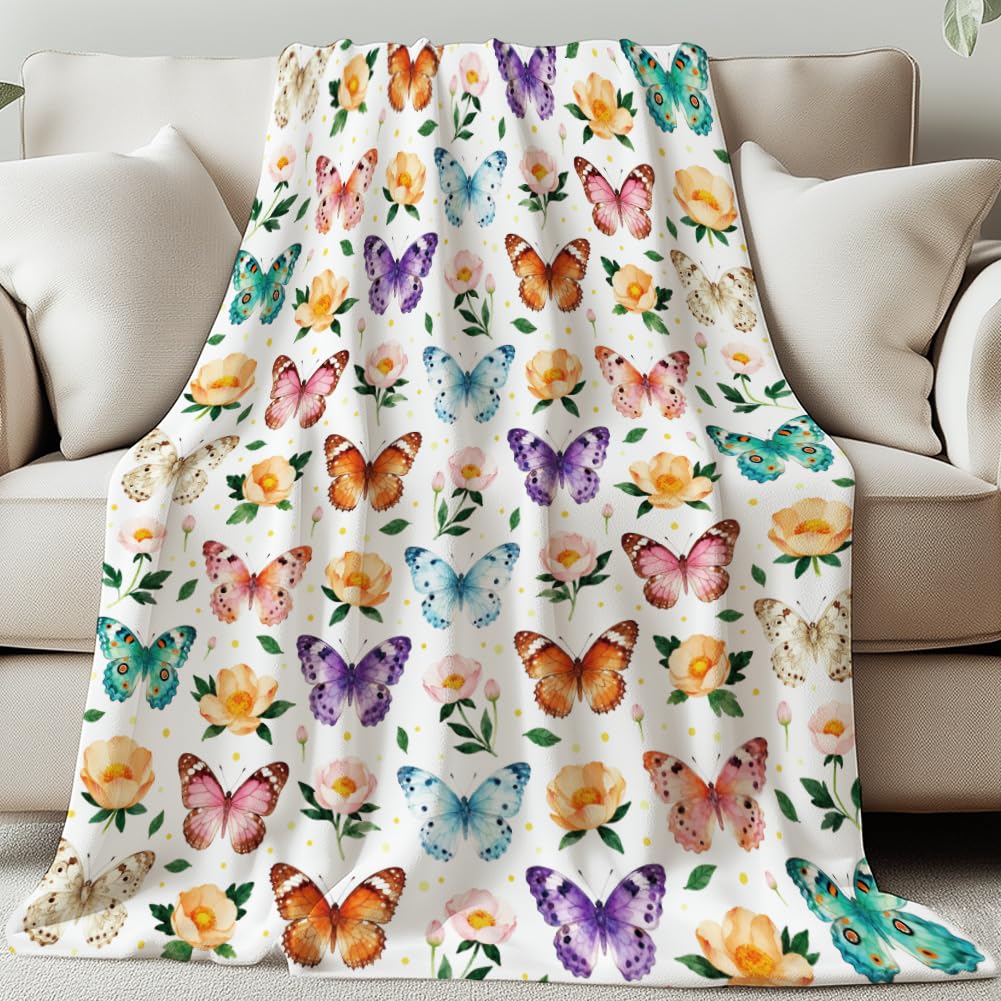 GLOBLELAND Colorful Bohemian Butterfly Blanket 59×51inch — image 1