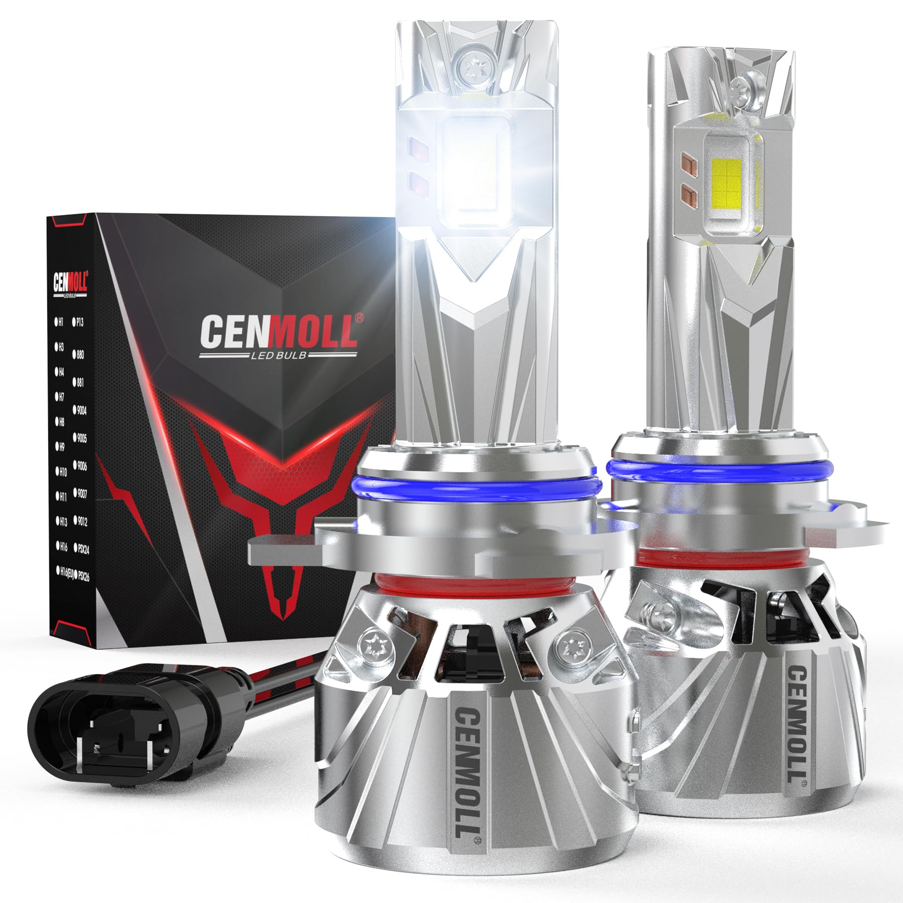 Ampoule HIR2 9012 Led, 140W 36000 LM luminosité 700% angle de faisceau réglable à 360 degrés, blanc froid 6000K Ampoule 9012 HIR2 Led 12V 24V pilote Canbus intégré, Plug & Play, lot de 2