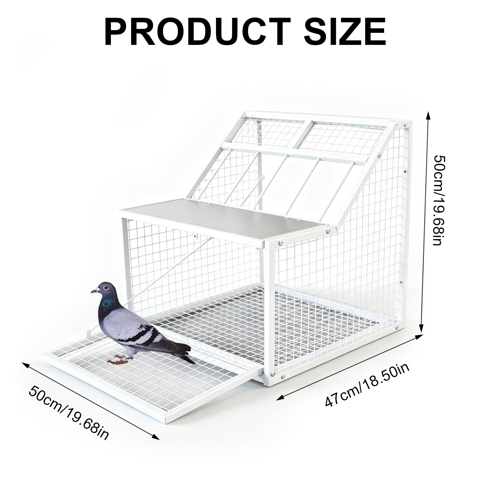 Jaula Plegable para Palomas, Jaula MetáLica con 4 Entradas Y Trampilla ExtraíBle para Palomas Loros Periquitos Y Otras Aves Ideal para JardíN BalcóN O Patio Medidas 54 X 47 X 50 Cm