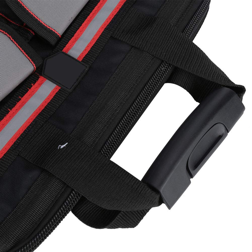 Tbest 1680D Torba na Narzędzia Ox Cloth Duty z Paskiem Odblaskowym Multi Pocket dla Elektryków Pracowników Budowlanych (BLACK)