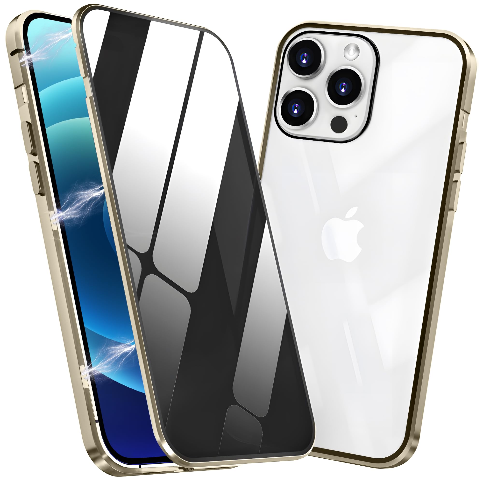 Privacy Case for iPhone 12 Pro Max - Magnetic Adsorption Screen Protector, Double Sided Tempered Glass, Metal Bumper Frame, Anti Peep