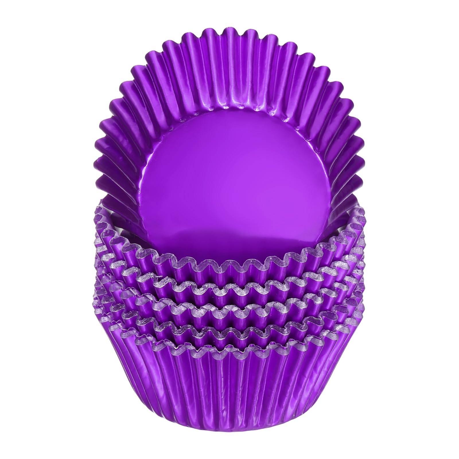 sourcing map 100 Count Purple Foil Muffins Cupcake Liners Standard Size Metallic Baking Cups Wrappers Greaseproof for Party Wedding Birthday