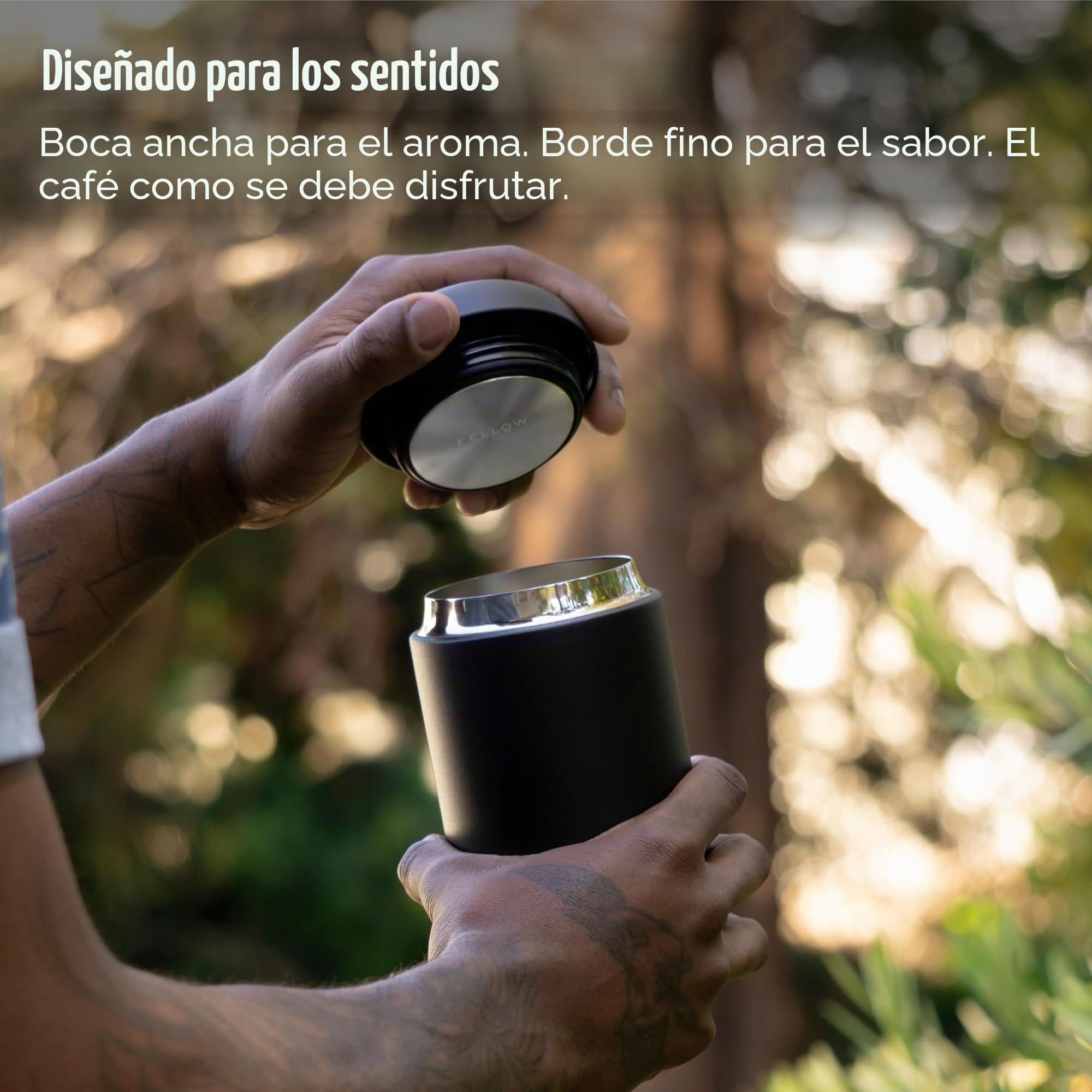 Fellow Carter Everywhere - Taza de Viaje de Boca Ancha, Vaso de café y té de Acero Inoxidable Aislado al vacío, con Interior de cerámica, Blanco Mate, Taza de 16 onzas