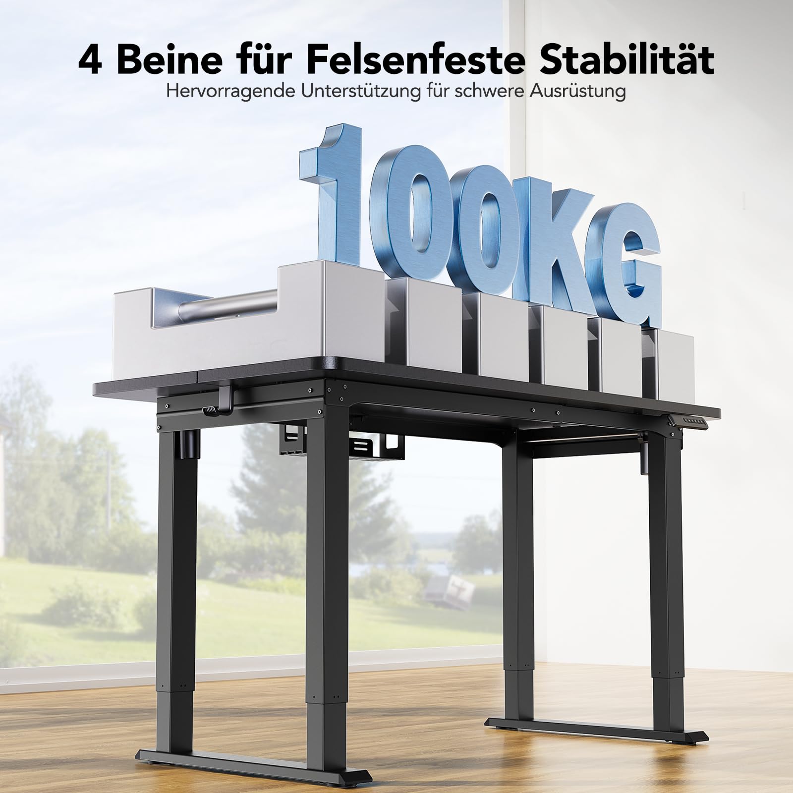 HUANUO Dual Motor Höhenverstellbarer Schreibtisch Gestell,4 Beine Höhenverstellbarer Schreibtisch für Haus & Büro, Tischbeine Höhenverstellbar mit Heavy Duty Stahl, Memory Controller, nur Gestell
