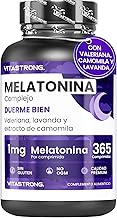 Melatonin Vitastrong Complex, 365 Micro-Tablets Melatonin 1mg with Chamomile, Valerian, Lavender and Vitamin B6, Melatonin Prolonged Release, Sleep and Jet Lag, Natural Melatonin Tablets