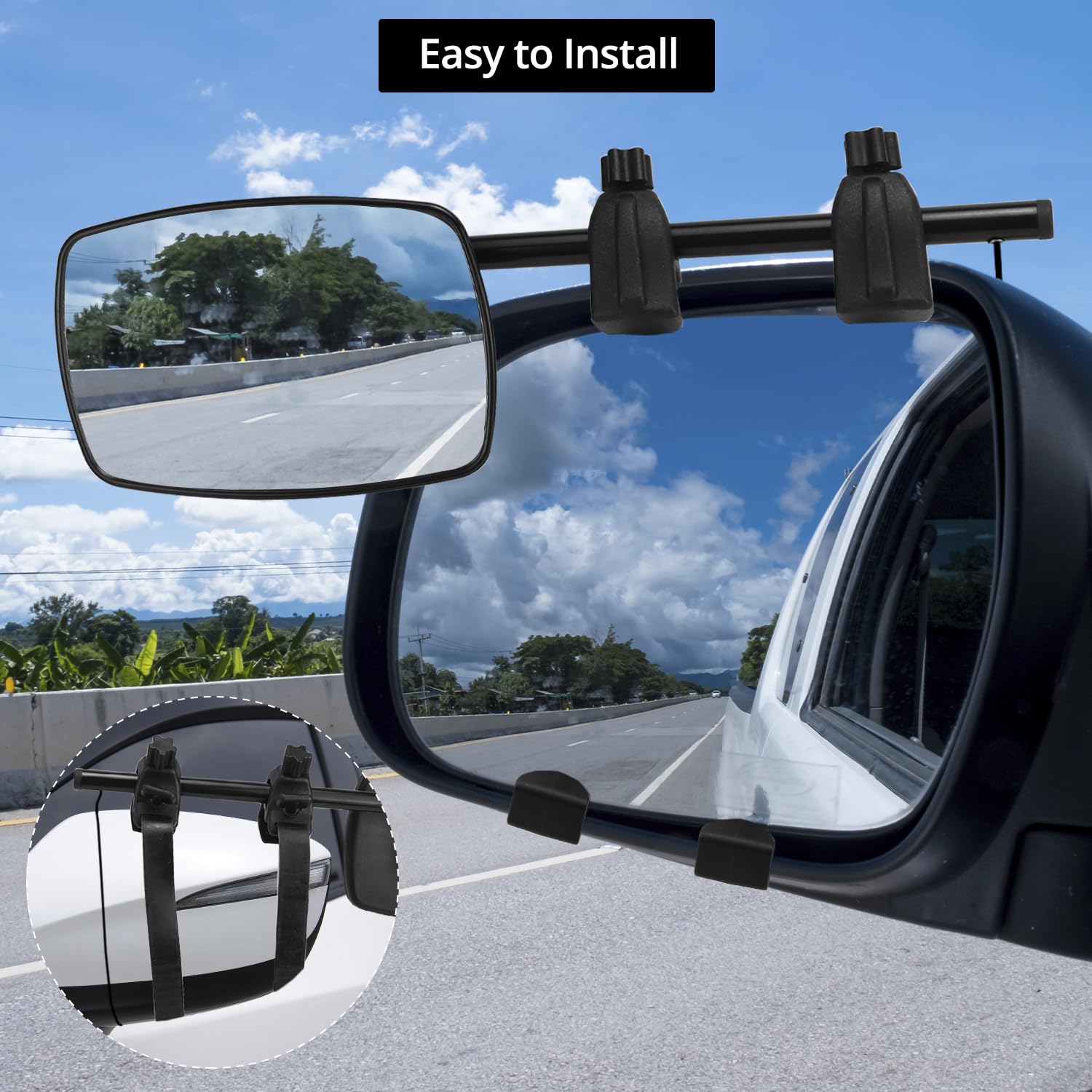 Caravanspiegels voor Auto's, Universeel Verstelbare Bolle Caravan- sleepspiegels Paar Glazen Zijspiegelverlengingen met Opbergtas voor SUV- aanhangers RV-vrachtwagen