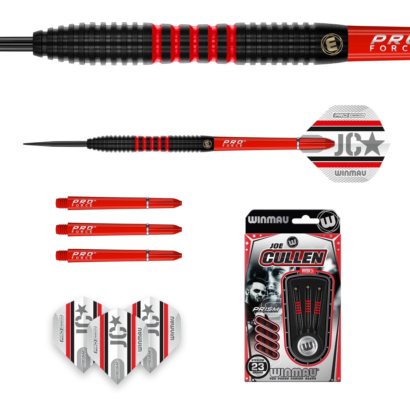 WINMAU Jeu de fléchettes professionnel 85% Pro Series avec ailettes et tiges de fléchettes