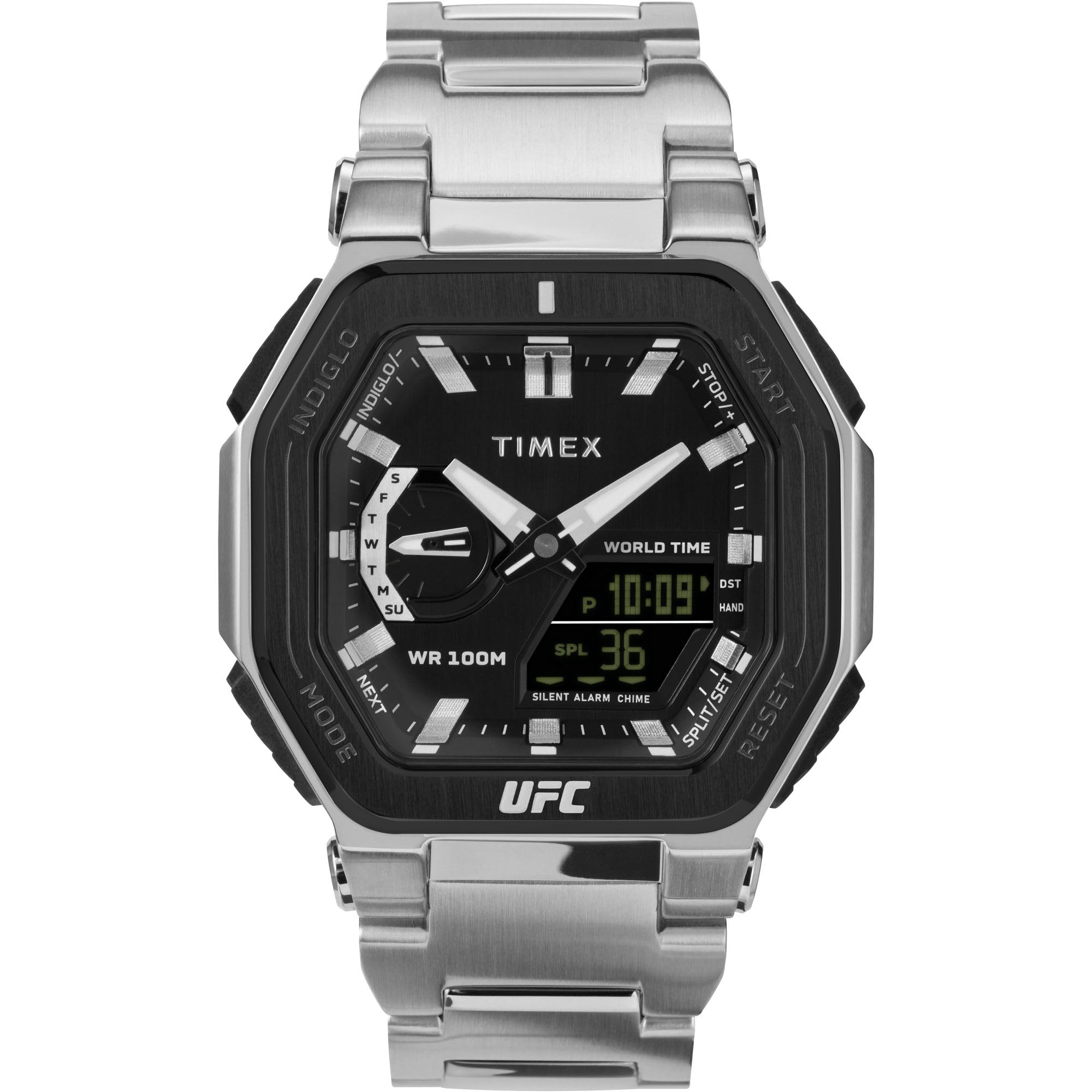 TIMEX Men Stainless Steel Black AnalogDigital Dial Watch- Tw2V84600X6, Band Color-Silver (B0CQVNQ4B9) Amazon Price History, Amazon Price Tracker