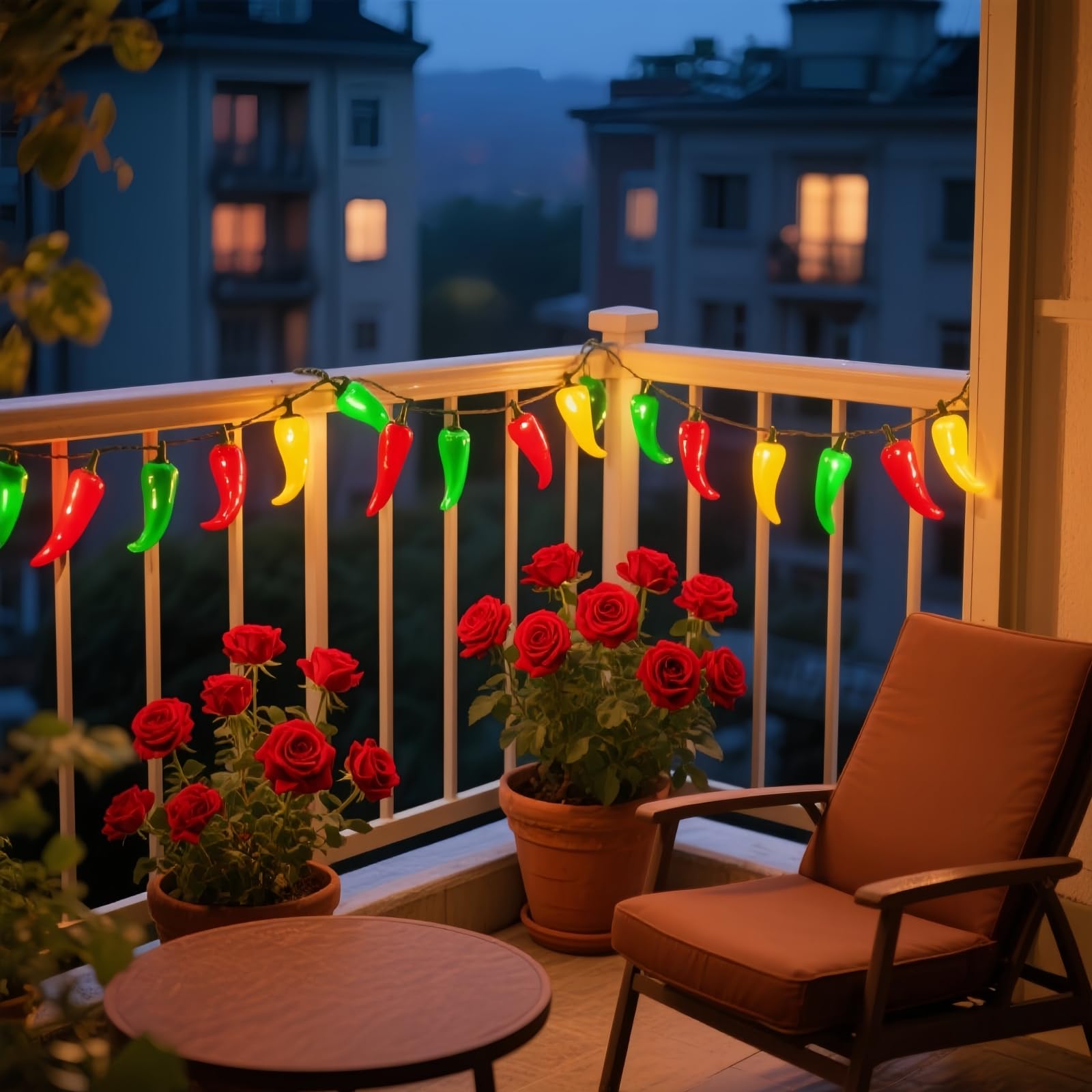 35 luces LED de Navidad de chile rojo, verde y amarillo, cadena de iluminación decorativa de 18 pies, para fiestas en interiores y exteriores, cocina, sala de estar, jardín, patio. 6