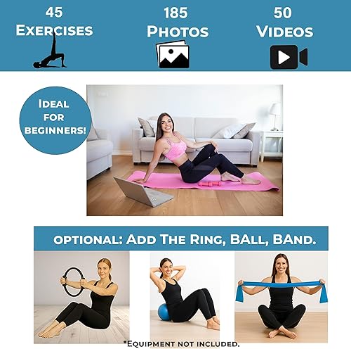 Miniatura 6 de Tarjetas de pilates para entrenamiento en casa - Tarjetas flash con fotos y videos - Opcional para usar con anillo de pilates - 56 tarjetas de