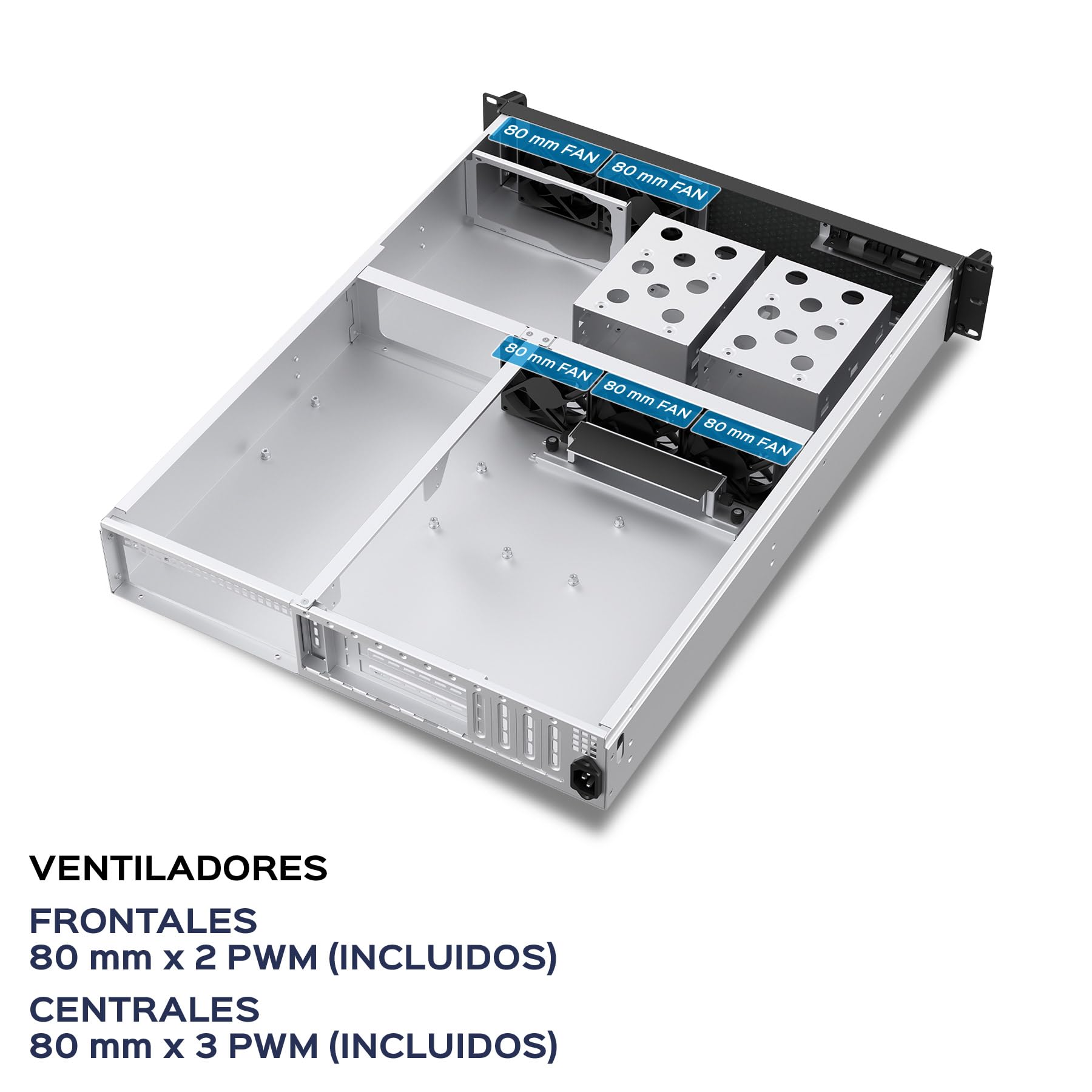 Scatola Rack 19" 2U 600mm ATX Unykach UK2130 - Chassis Server Professionale, 6 alloggiamenti (4 x 3,5 + 2 x 2,5), USB-C 3.2, 5 ventole PWM incluse, compatibile GPU High Range