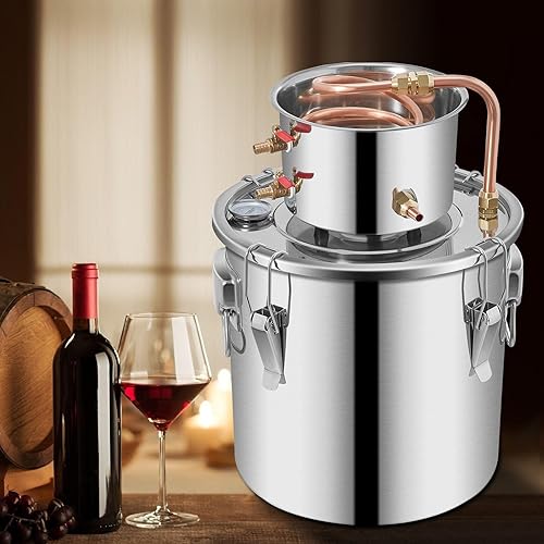 Miniatura 8 de Caldera de cobre para hacer vino 12L Kit de destilador para elaboración de cerveza casera y destilación - Ideal para vino de frutas, agua, brandy y