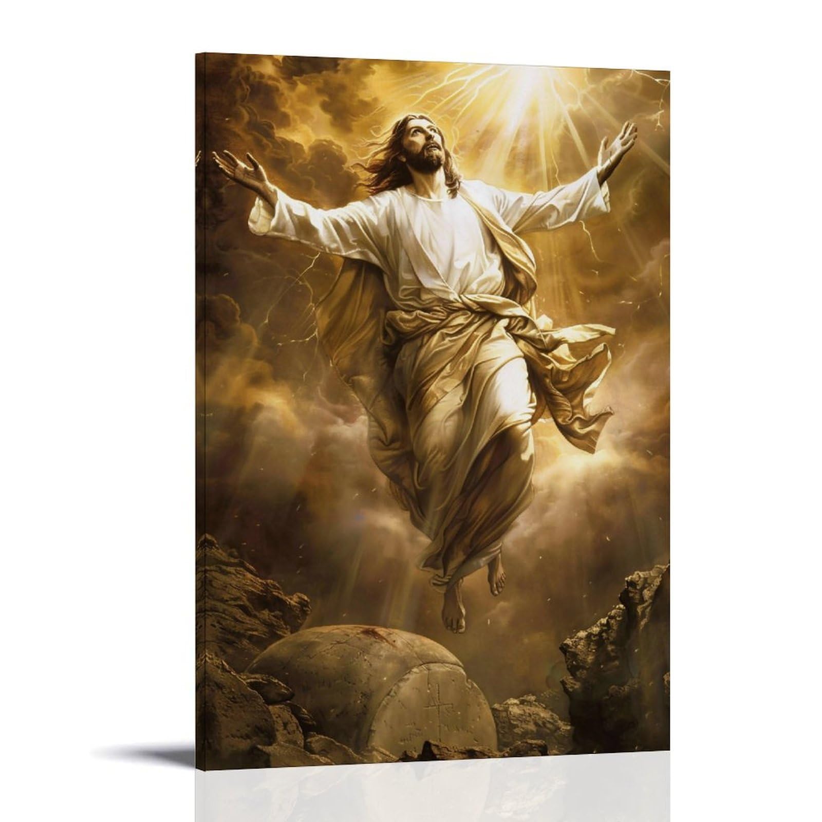 JUWRHRHHRH Jesus Resurrection Ascension 03 Poster Canvas Aesthetic Wall Art Painting Decor for Living Room Bed Room 20x30inch Frame-style