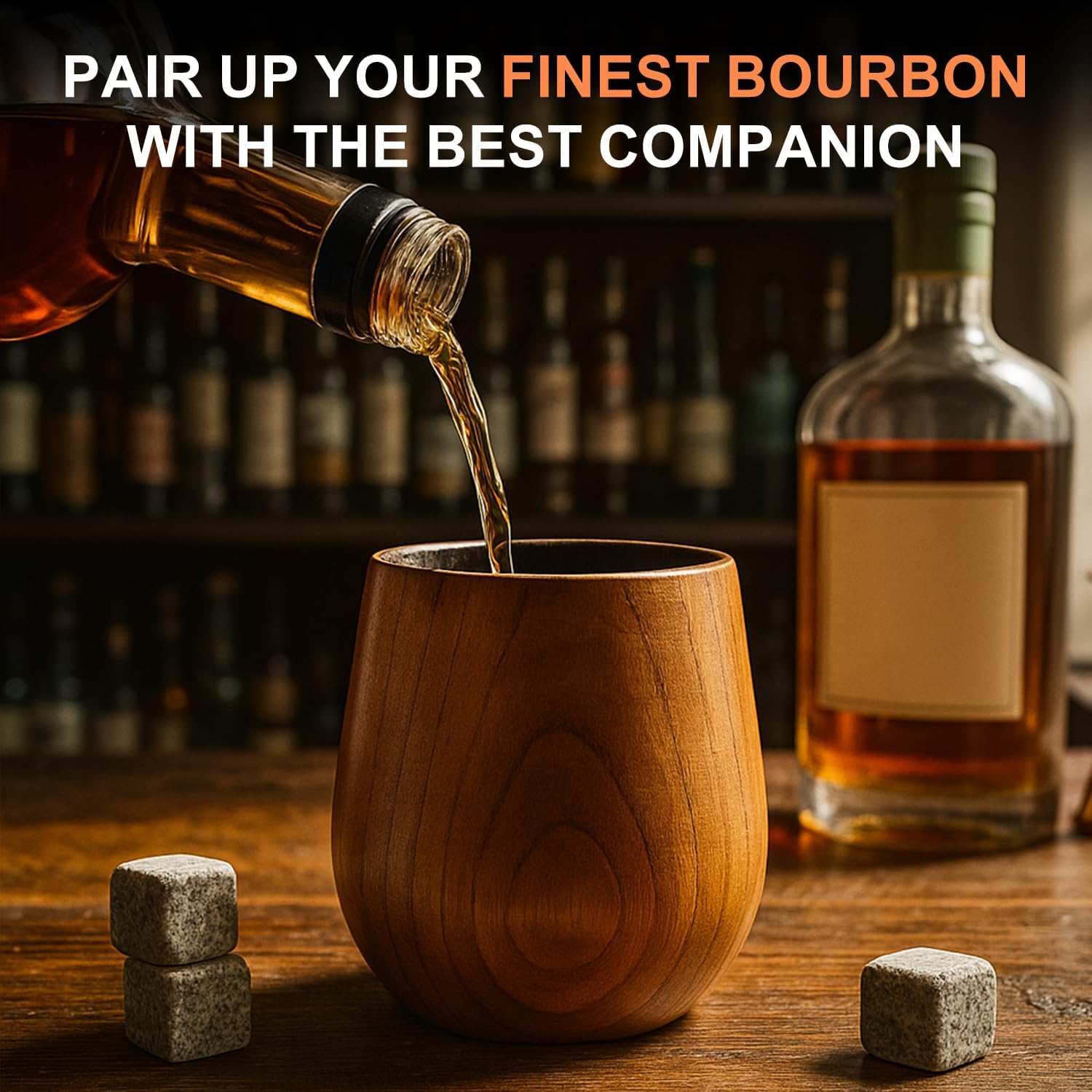 Bourbon Gifts for Mens Year Old Birthday Whiskey Glasses Cool Wooden Cups Christmas Drinking Gift for Him Husband Brother Dad Best Bourbon Gift Wood Whiskey Lovers Tumbler Man Male Buffalo Trace Gifts - Image 5