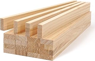 Wood Strips Slats Wooden Dowels for Crafts 3/8"x 1" x 12", 20 PCS Decorative Wood Trim Planks for Wall, Square Wooden Sticks for Crafting, Unfinished Pine Lumber Pieces for Woodworking Models Making
