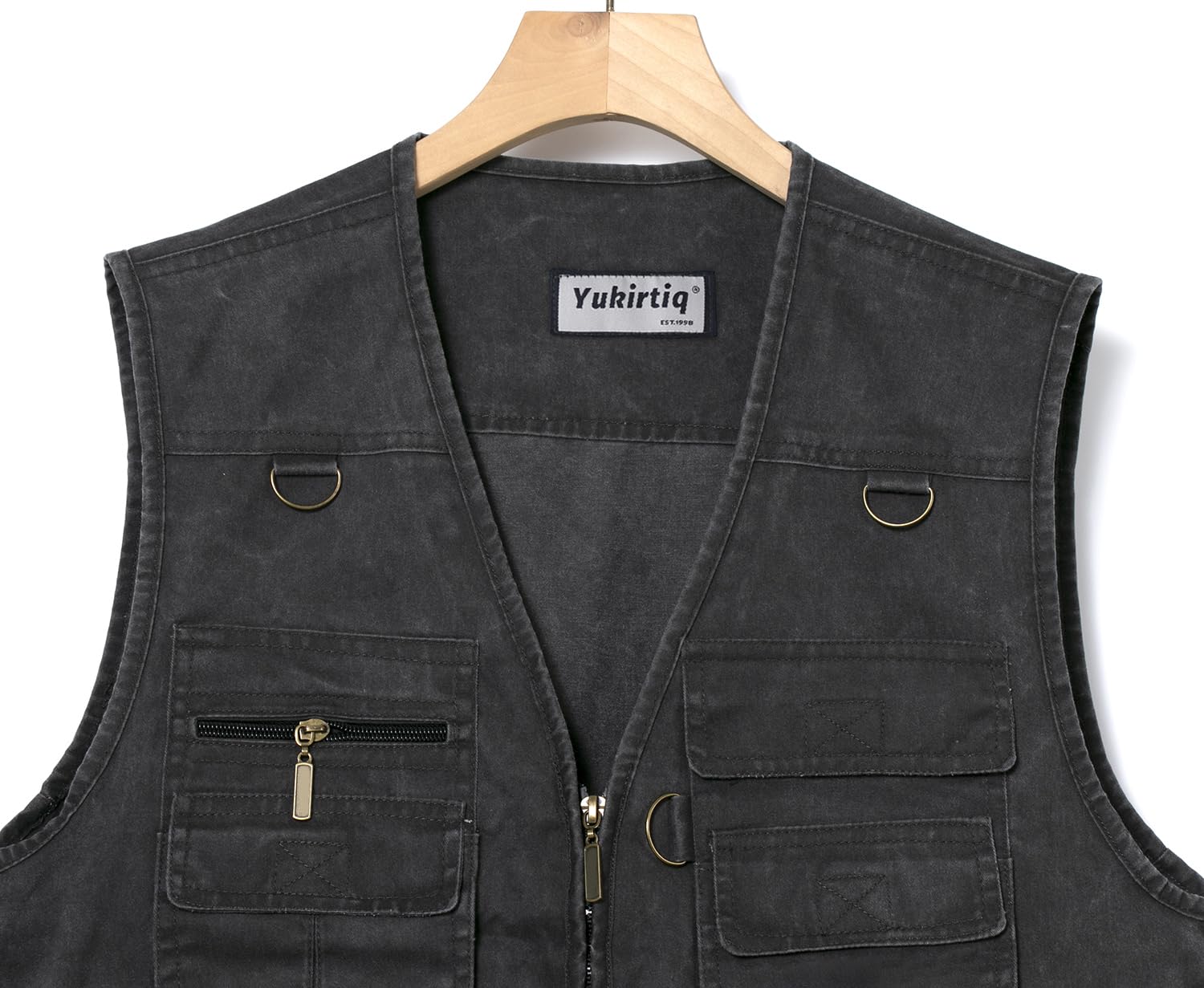 Homme Gilet de Pêche Veste de Photographie Casual Manteau sans Manche d'extérieur Camping Décontracté Multi Poches Pêche Gilets Coton