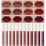 12Pcs Makeup Matte Lipstick Lip Kit, Classic Nudes & Bold Reds Lipstick Set, Non-Stick Cup Not Fade Liquid Lipstick Waterproof Long Lasting Durable Nude Lip Gloss, labiales mate 24 horas originale