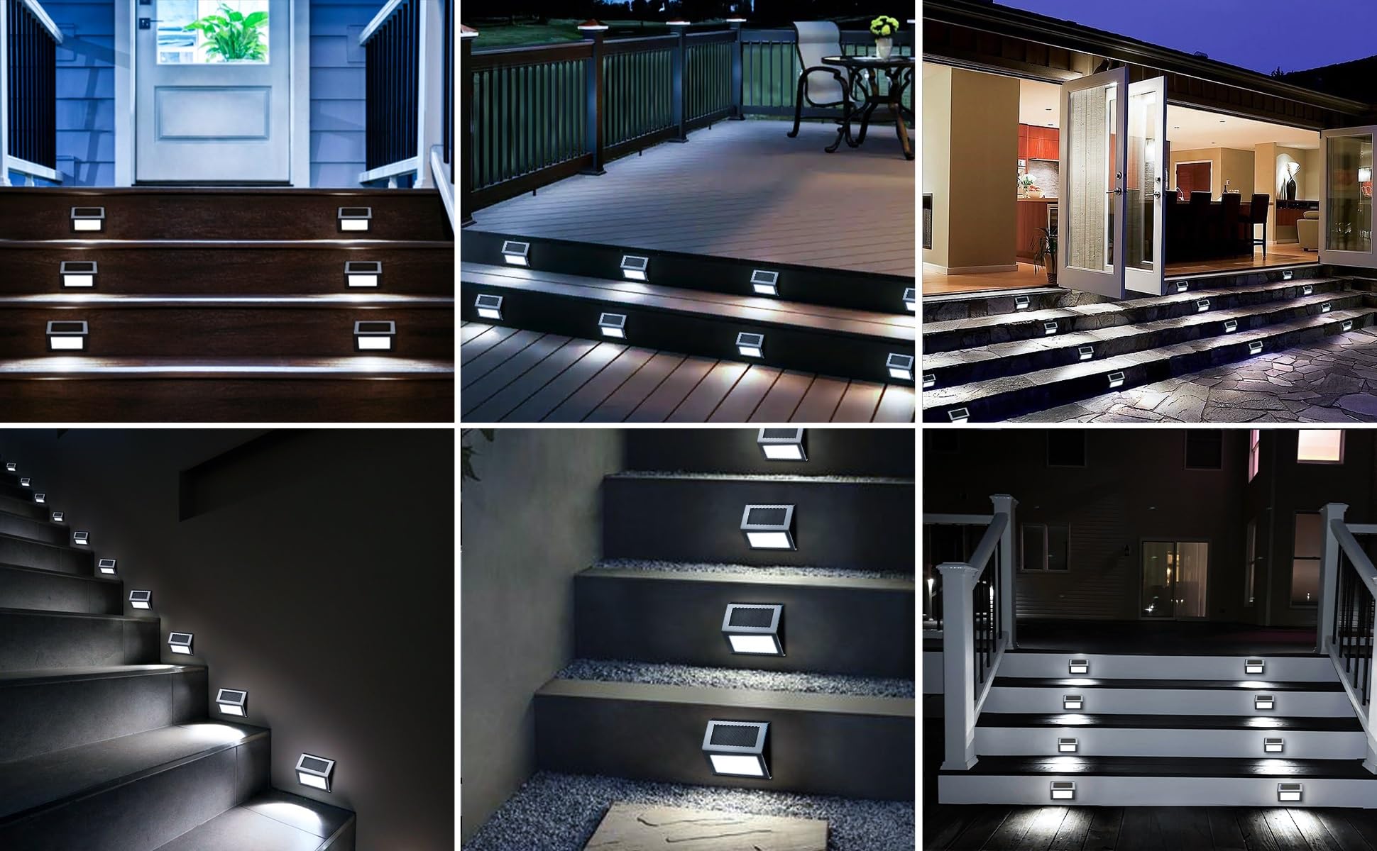 Foco Led Exterior, Paquete de 10 Luces solares for Cubierta,Acero Inoxidable,Luz Solar LED for Escalera,Lámparas de Seguridad for Exteriores Impermeables