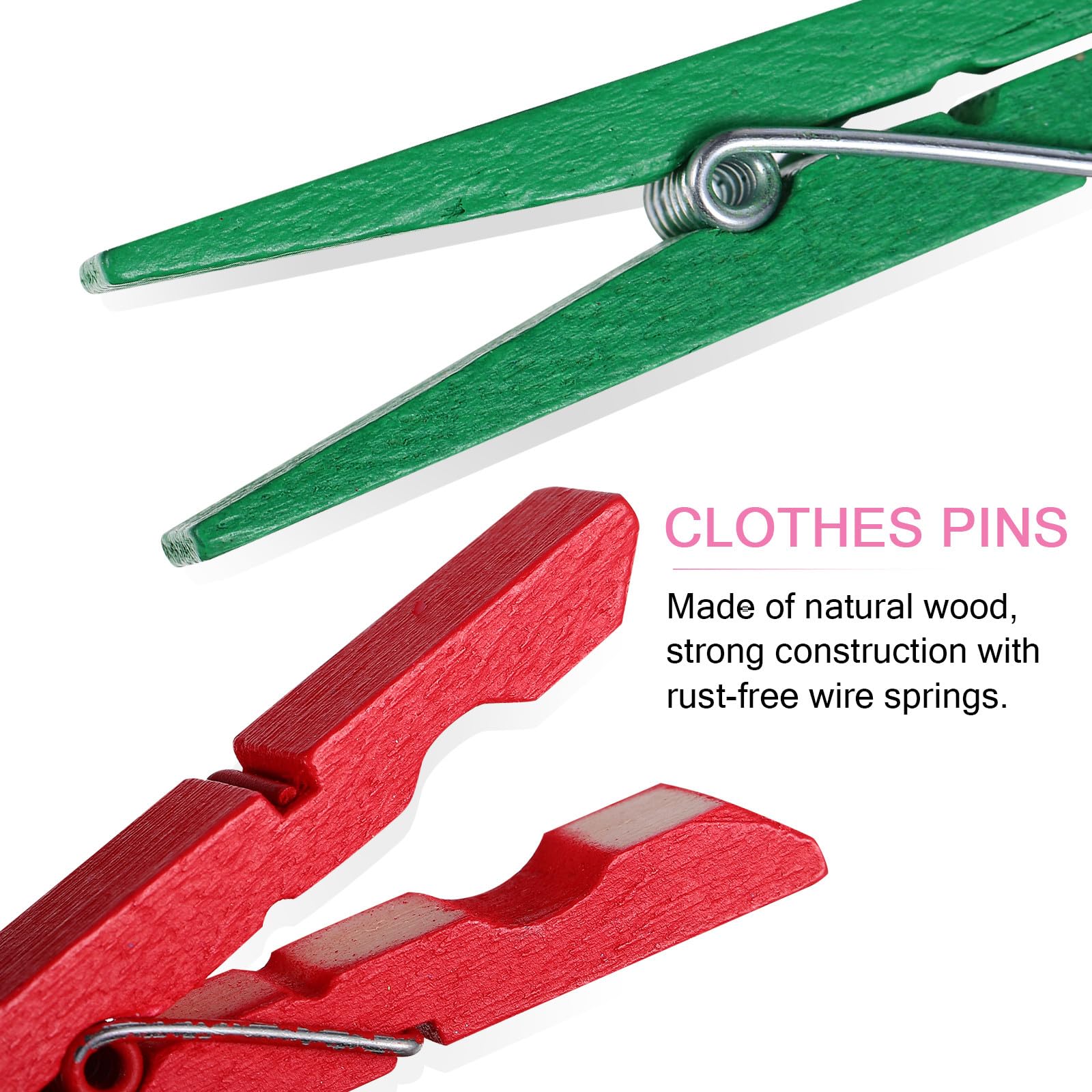 100 Pezzi Mollette in Legno Colorate Multiuso per Foto e Sciarpe in Seta, Clip Resistenti per Progetti Creativi e Decorazione Casa