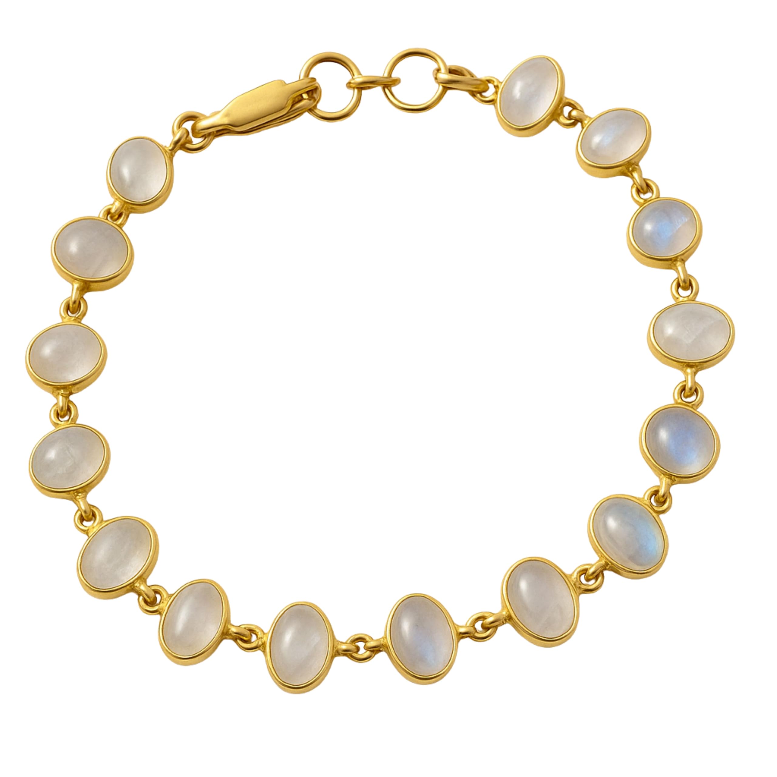 Pulsera de plata de ley chapada en oro con piedra de luna