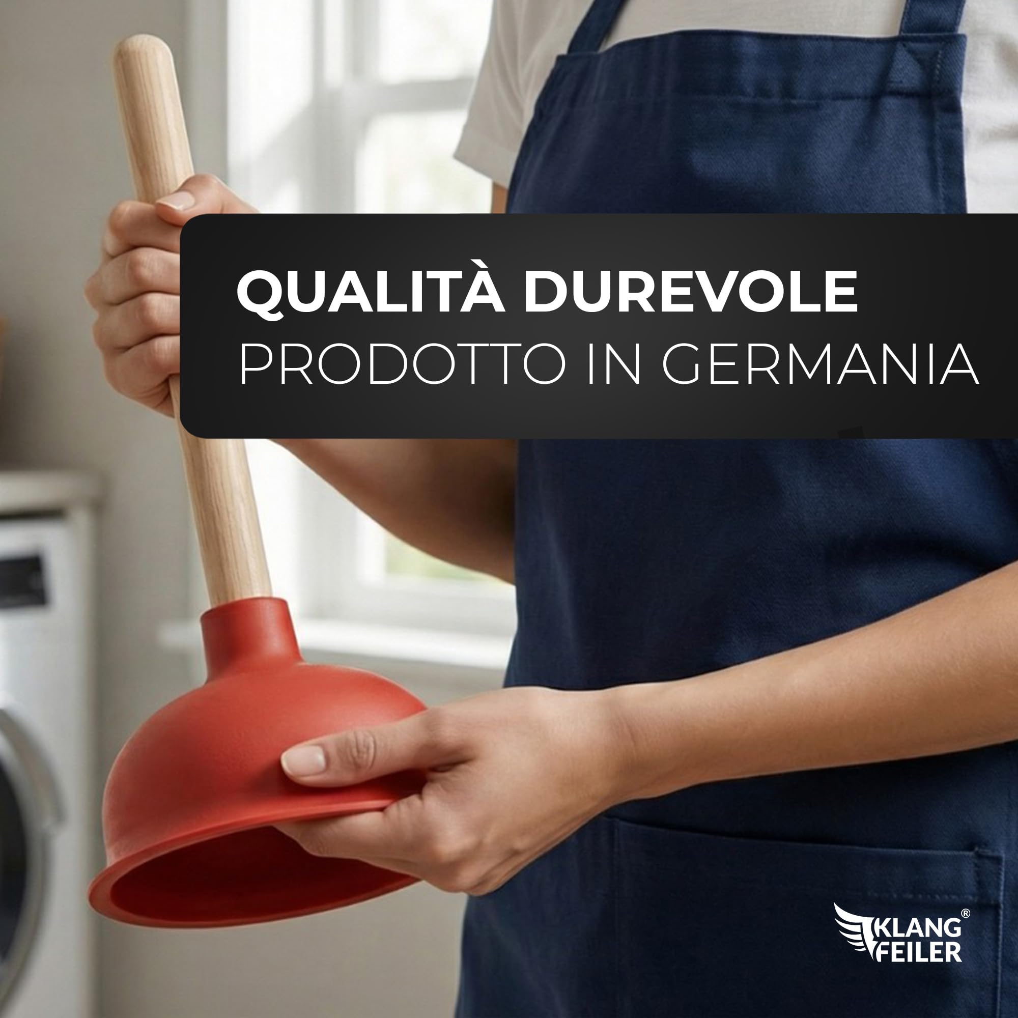 Klangfeiler® Ventosa sturalavandini - 140mm - Stura Lavandini e Scarichi - per wc, bagno, doccia, cucina - sturalavandino