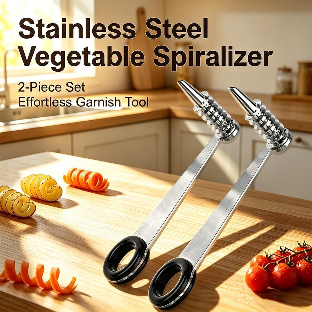 2 Pack Piranha Spiral Cutter, Stainless Steel Potatoes Spiral Cutter image 5