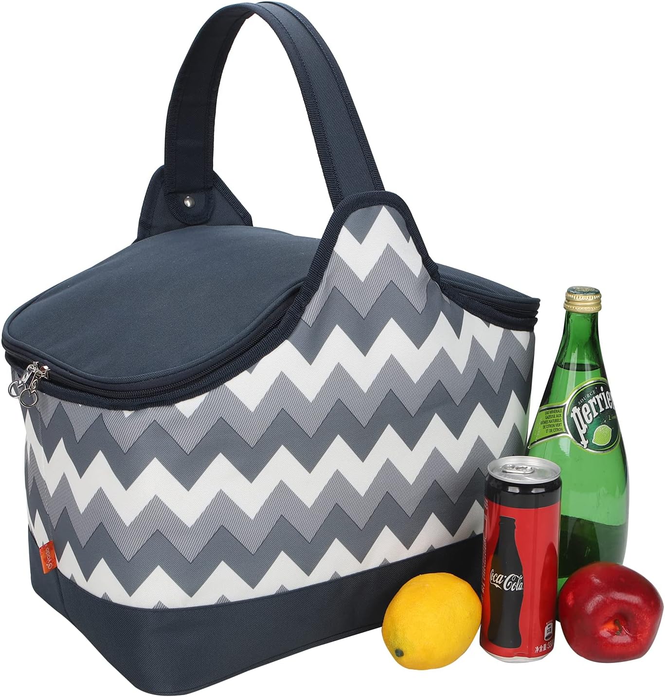 Yodo 20L Folding Picnic Basket Large Insulated Cooler Bag Waterproof for Gathering Travel Camping BBQ,Gray/White Chevron : Patio, Lawn & Garden