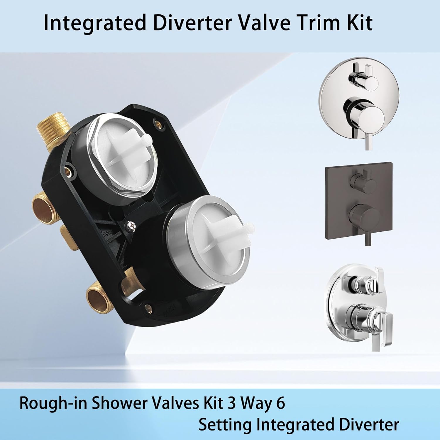 R22000 Shower Diverter Valve for delta Faucet, Universal Rough-in Shower Valves Kit 3 Way 6 Setting Integrated Diverter, Shower Control Mixing Valve for Shower Trim Kit & Shower System