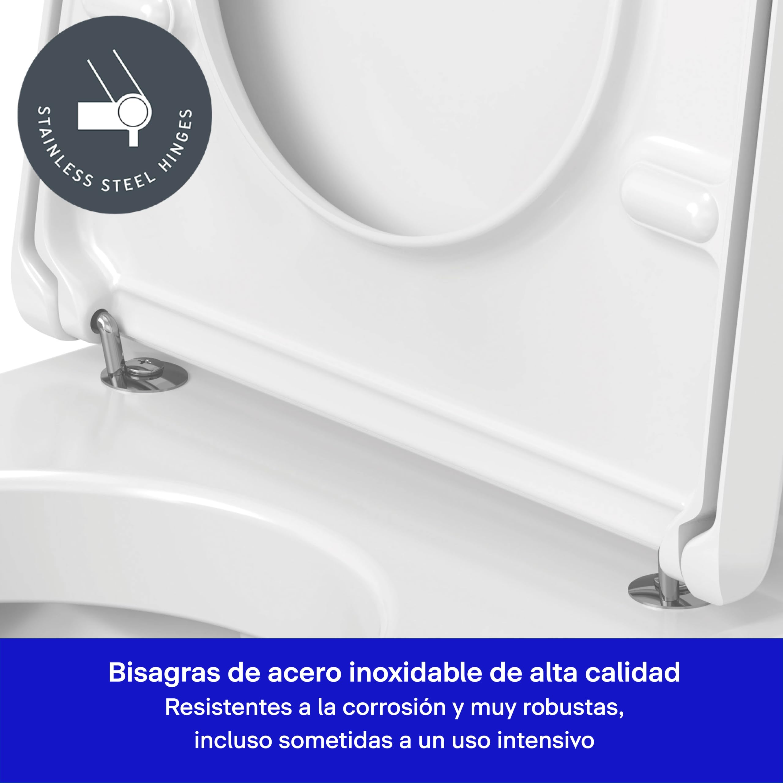 Duravit D-Code tapa WC compacto, tapa de wc con mecanismo de cierre suave y lento, asiento de inodoro de urea duroplast, tapadera wc con bisagras de acero inoxidable, tapa de inodoro blanco