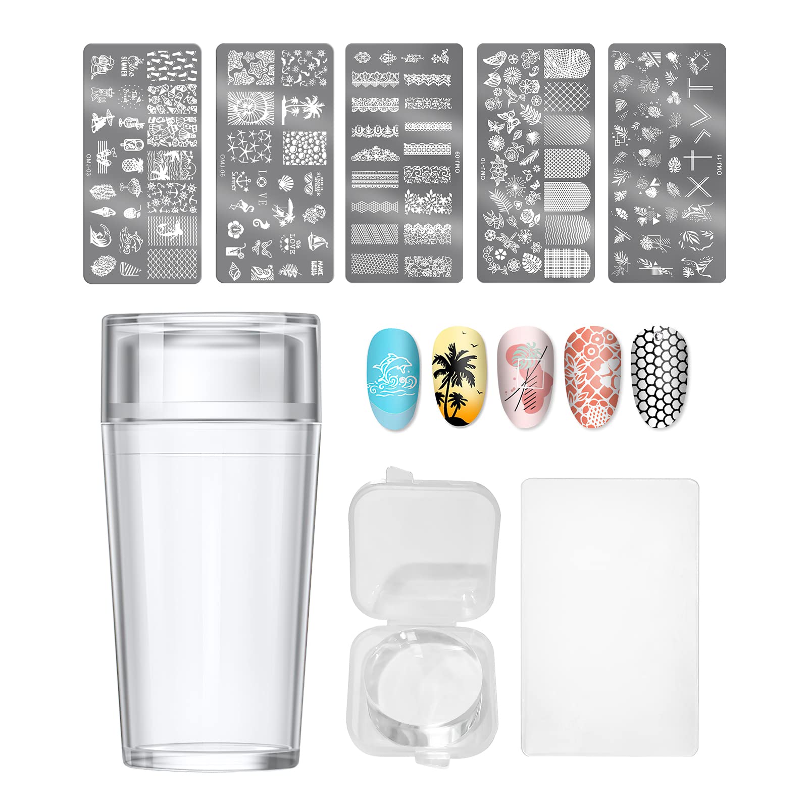 Nail Art Stamper Clear Silicone Nails Stamping Jelly with Acrylic Scraper Transparent Manicure Nail Art Tool