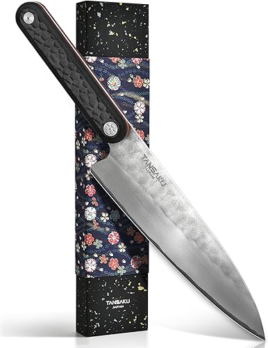 Chef Knife - 8 inch blade - Hand Forged AUS-10 Japanese Steel - Razor Sharp - Kitchen Cooking Chef's Knife for Home, Restaurant - Full Tang - with
