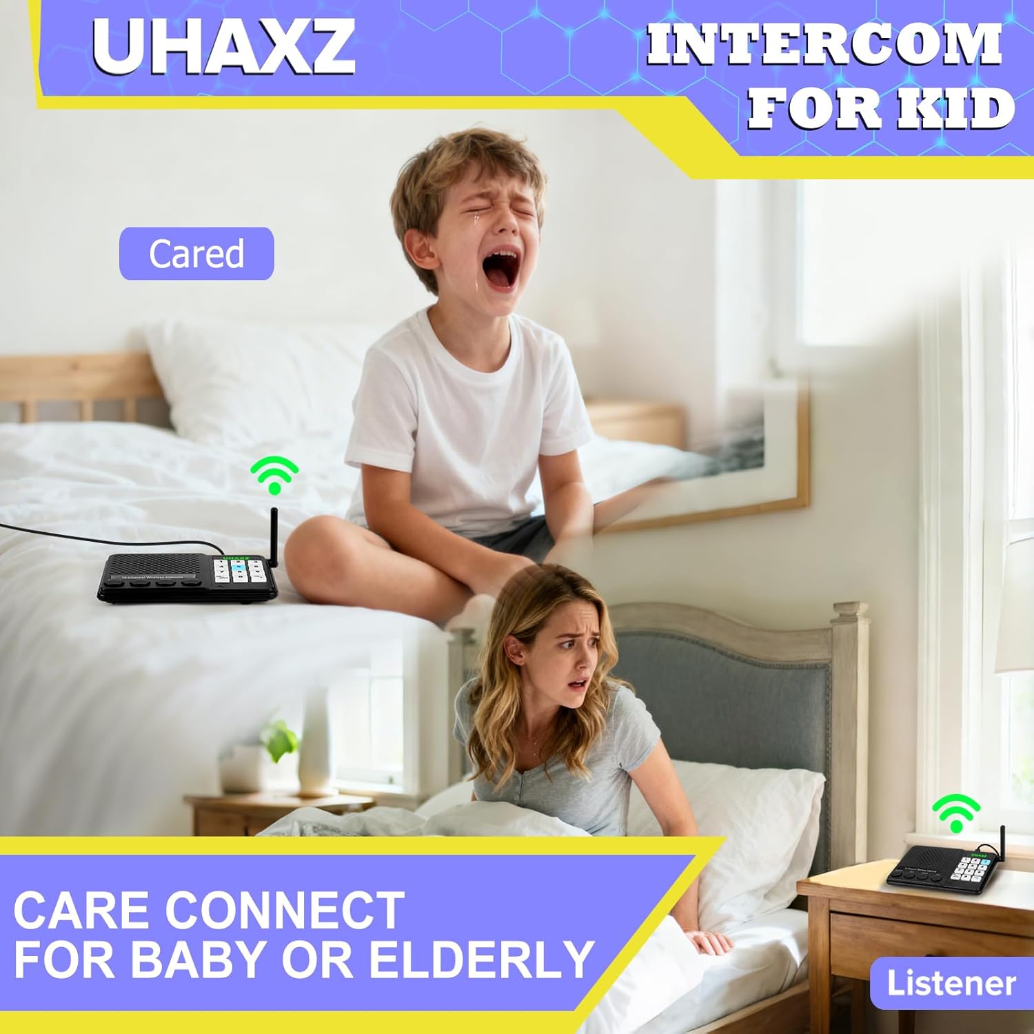 Intercoms Wireless for Home, Long Range Intercom 6000ft, Home Intercom System Wireless with Group Call, 10 Channel, 8 Volume Levels Intercom System for Busines Office Elderly(4 Packs)