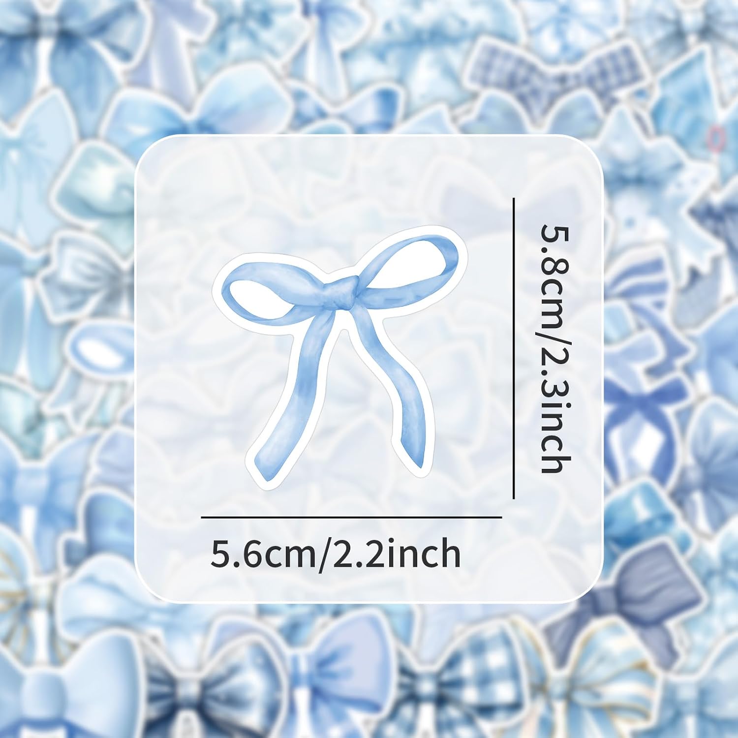 54Pcs Blue Bows Stickers Pack - Waterproof Stickers for Gifts,Scrapbooking,Laptop,Water Bottles,Skateboards,Mobile Phone SPKMMM image 4