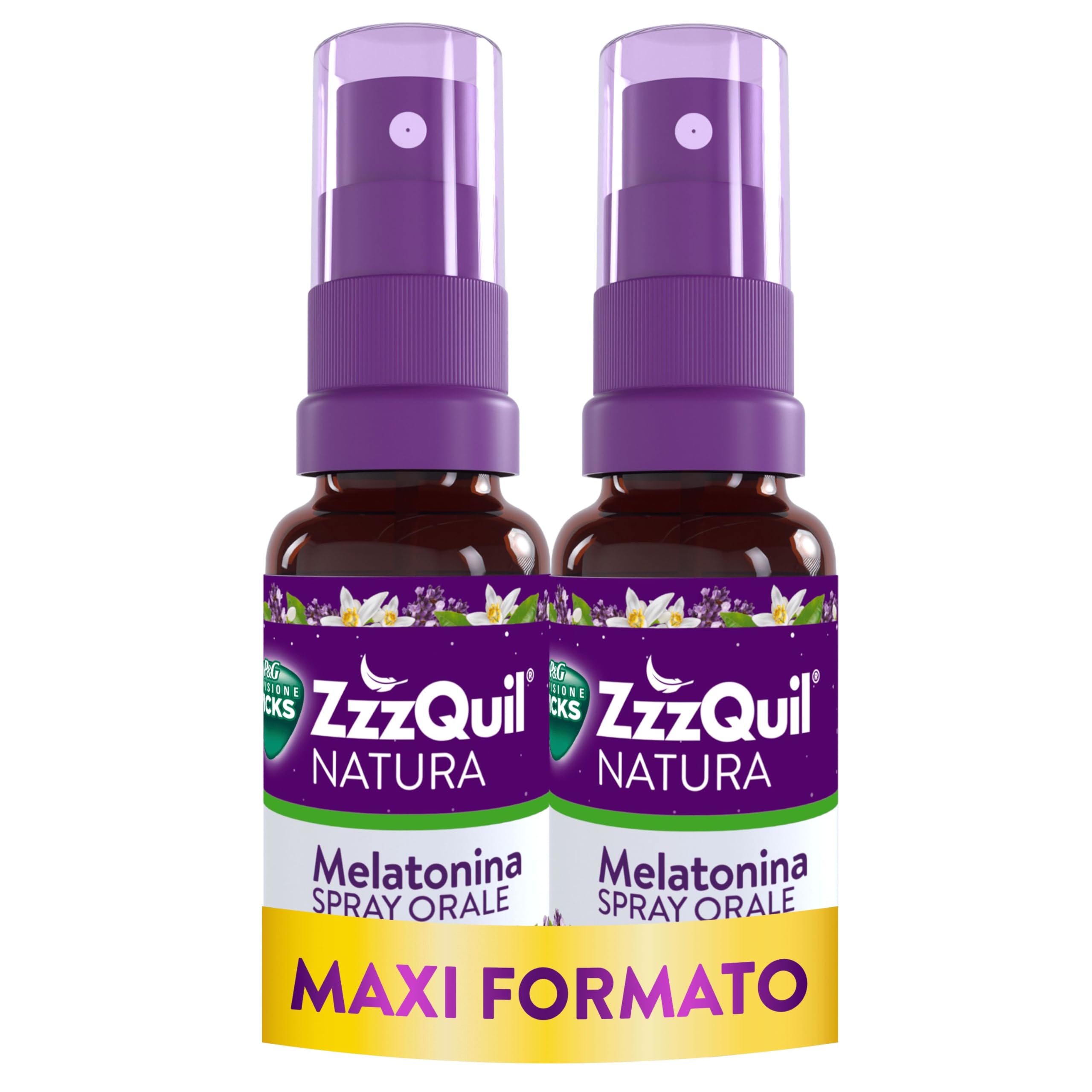 ZzzQuil Spray Orale Integratore per il Sonno con Dose Flessibile da 0,5 mg a 1 mg di Melatonina, Aroma di Lavanda e Arancia, Senza Zucchero e Alcol, Formula Vegana, 30 ml, Maxi Formato 2 Confezioni