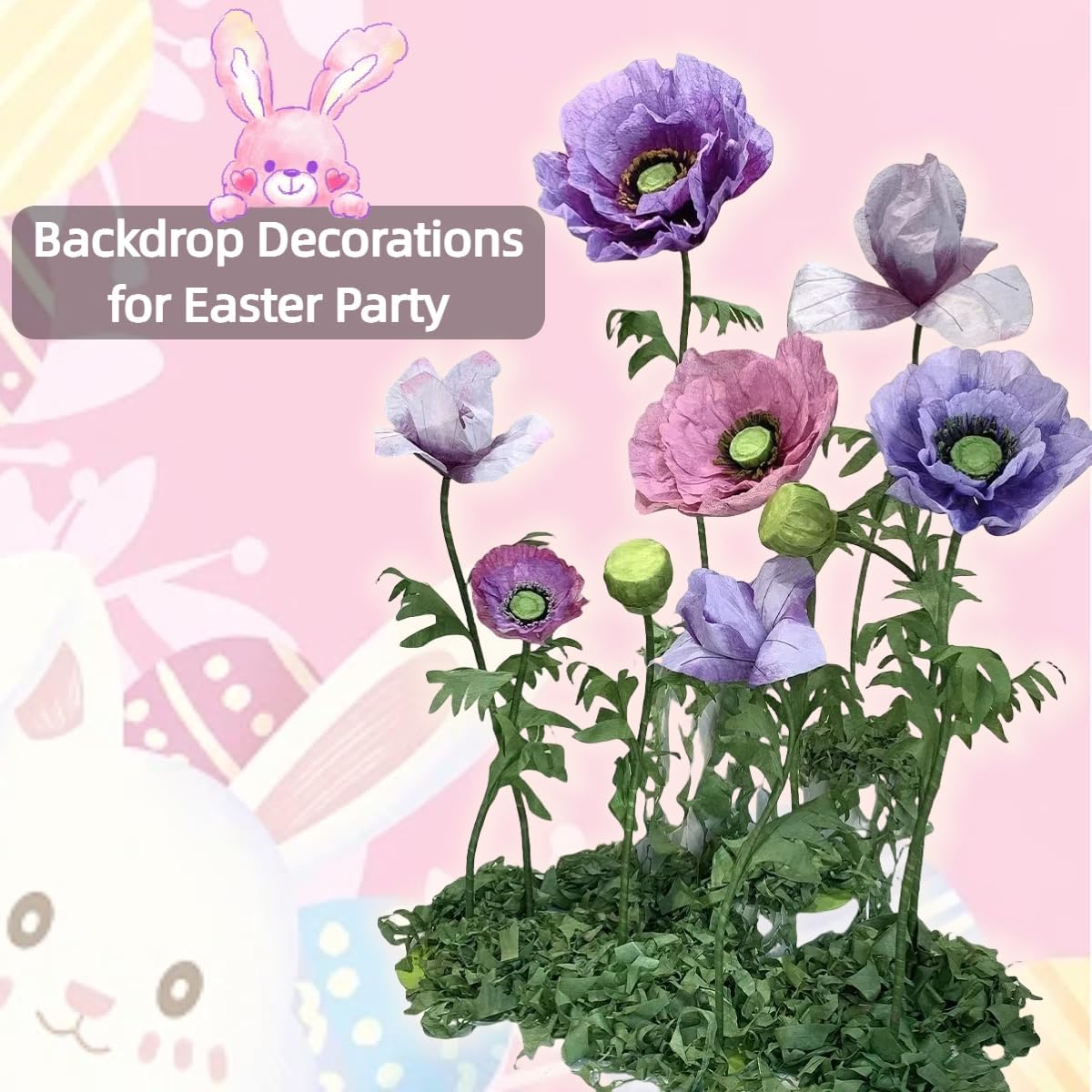 Large Artificial Flowers for Decoration, 9 Pcs/Set Giant Paper Flowers for Wedding Birthday Mother's Day Purple Party Banquet Backdrop Decor Photography Props, Shop Window Display