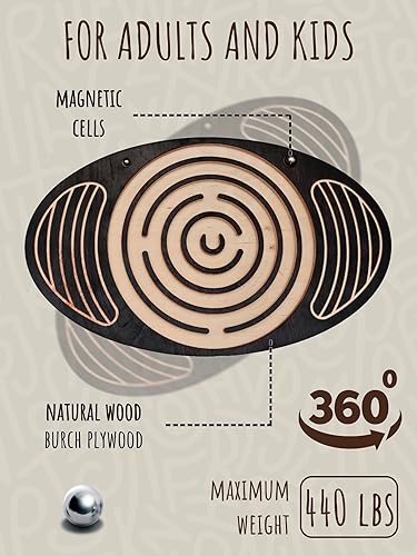 Miniatura 3 de Tabla de equilibrio de madera con laberinto, divertida herramienta de fitness para niños y adultos, tabla de equilibrio oscilante, juguete
