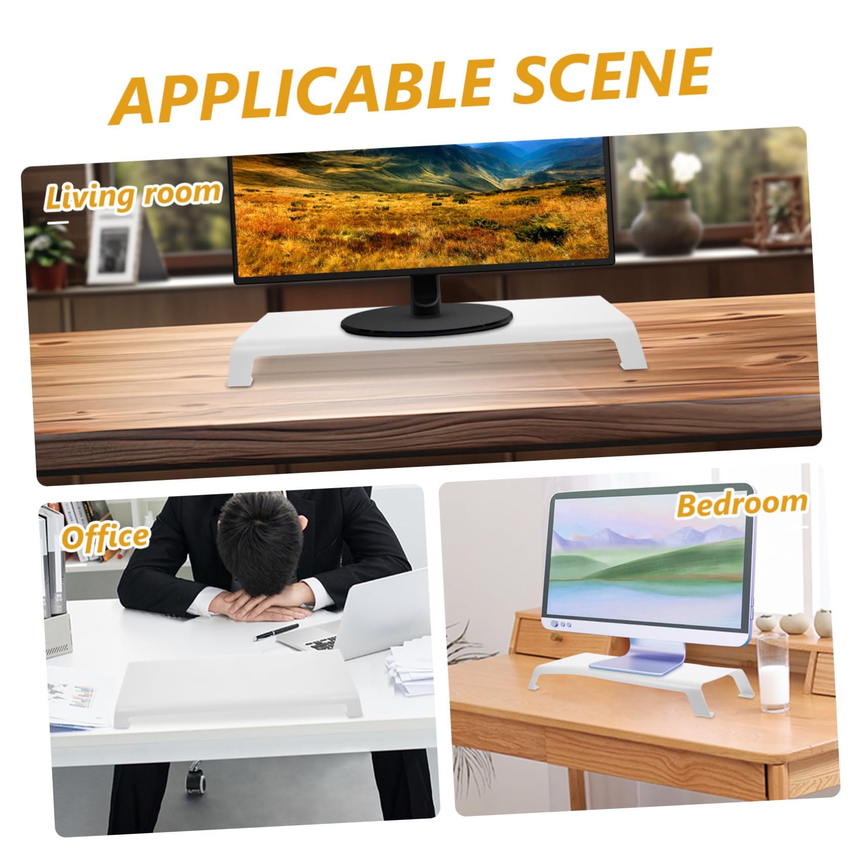 Soporte para Monitor de PC Elevador de Pantalla de Aluminio Blanco | Acabado Fino, Patas de Silicona, Escritorio sin Rayas, para Estudiantes y Usuarios de Maquillaje