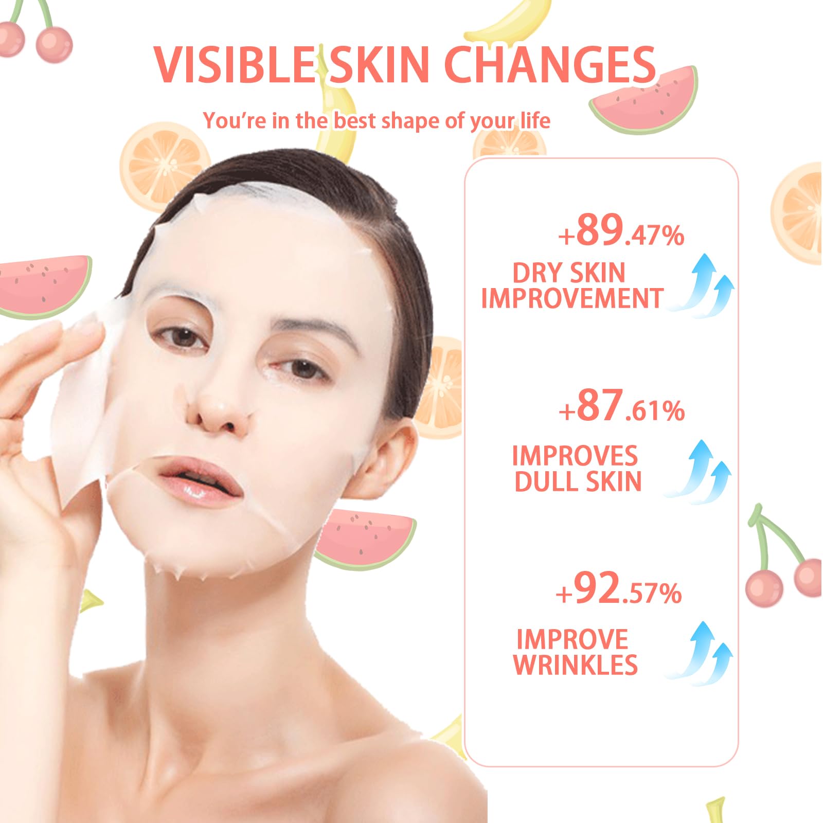 Ninnyi 5 PCS Kids Face Masks for Girls Fruit Beauty Face Masks for Kids Improve Dullness and Brighten for All Skin Types - Image 3
