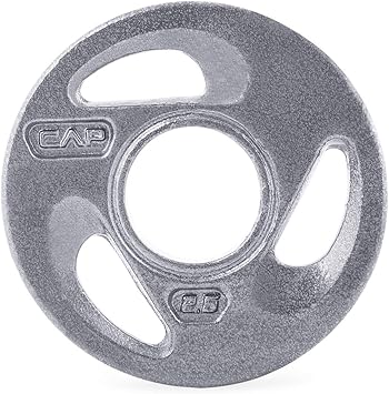 Cap Barbell 2-Inch Olympic Grip Weight Plates, Single, Gray, Various Sizes