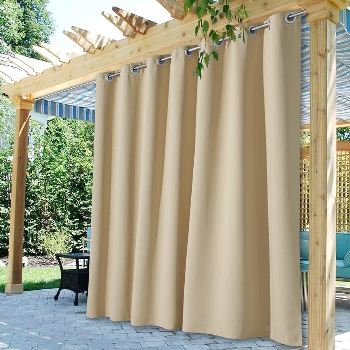 Extra breite, wasserdichte Vorhänge für den Außenbereich, für Terrasse, lichtbeständig, ideal für Schlafzimmer, Peras und Schiebetüren, Sonnenschutz