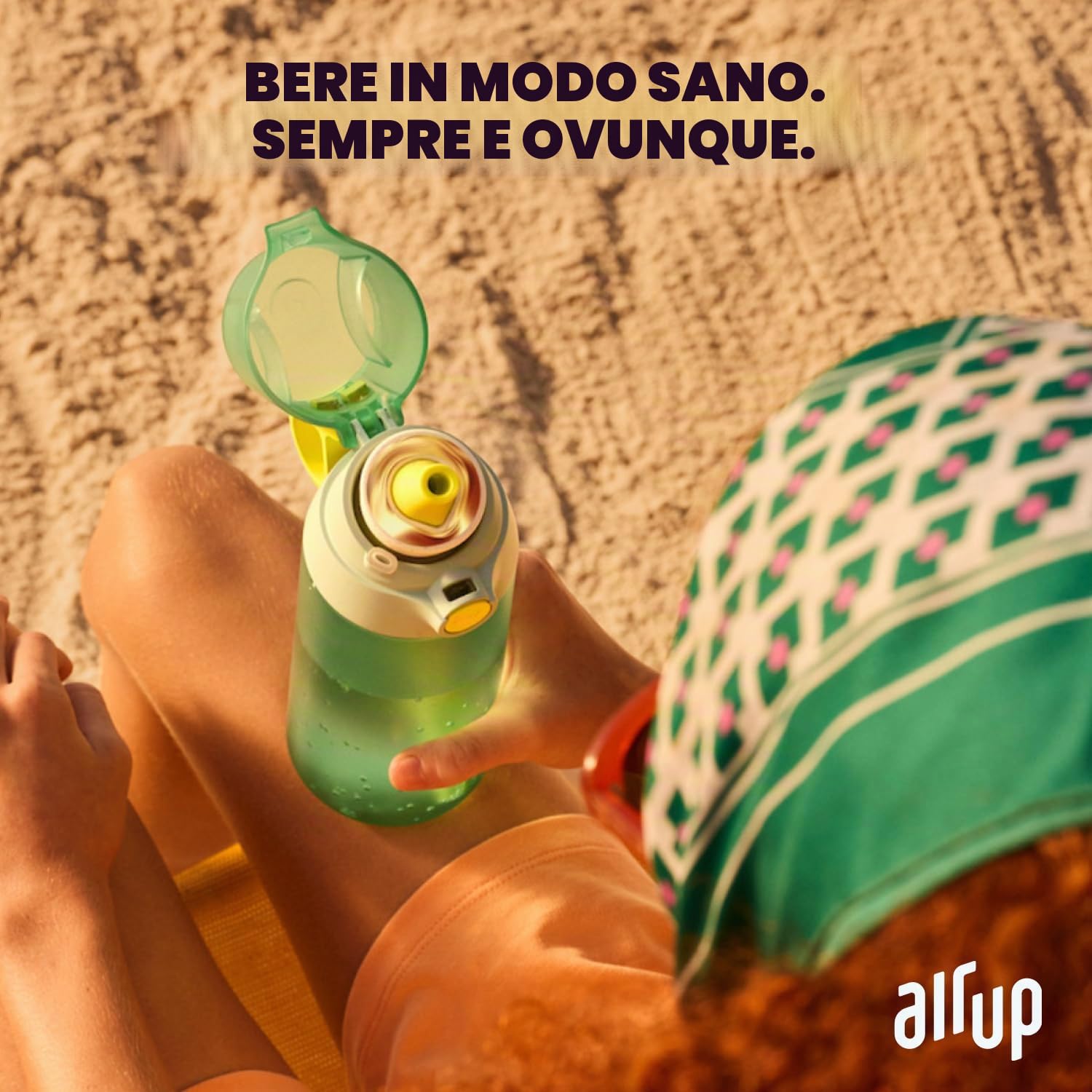 AIR UP Borraccia Click Turtle Green originale con cialde in 5 gusti, borraccia da 600 ml con aroma senza zucchero, lavabile in lavastoviglie, senza BPA