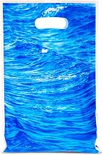 50 Pcs Ocean Waves Party Favors Bags - Blue Ocean Printing Candy Treat Plastic Bags for Birthday Baby Shower Summer Swimming Pool Themed Party Decorations