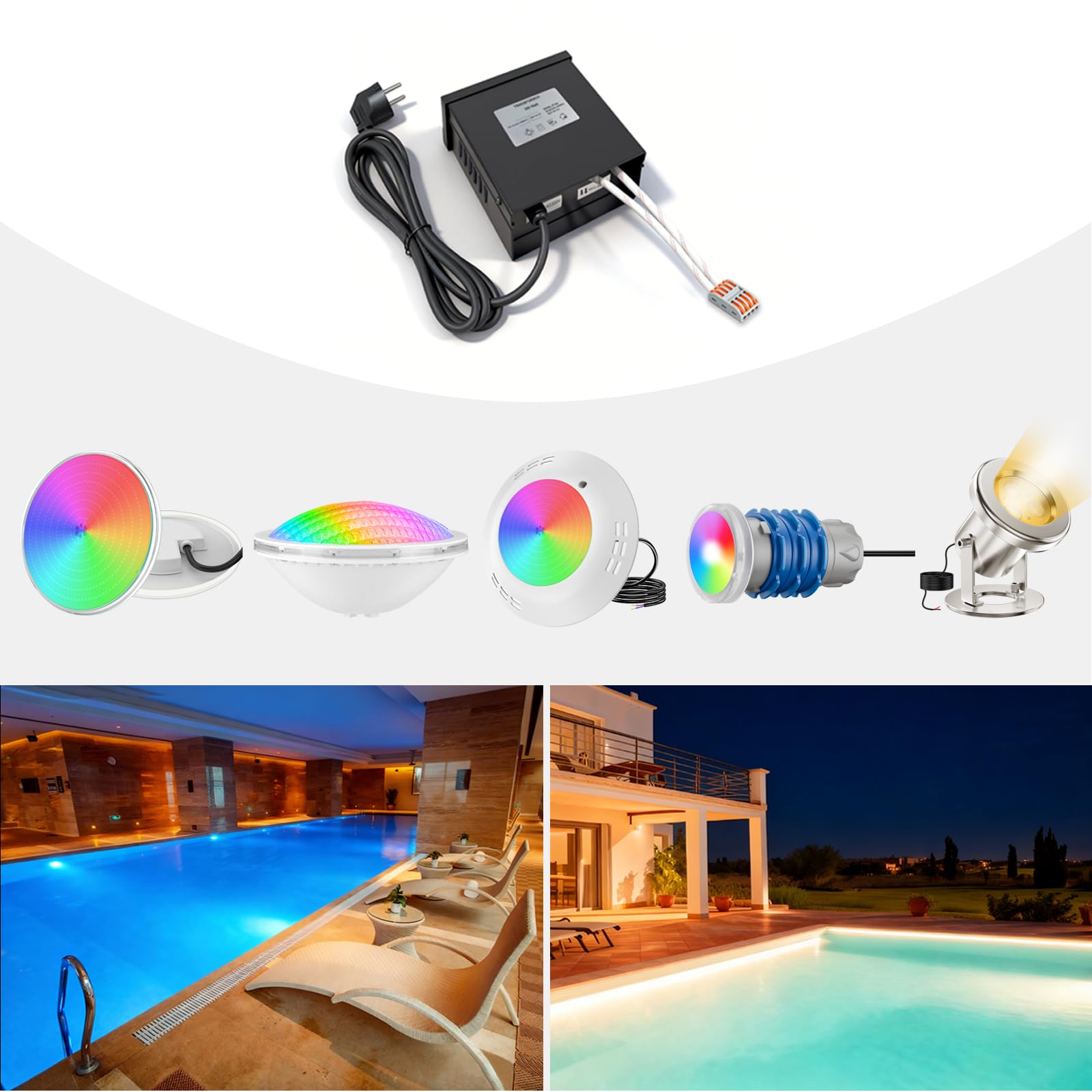 300W Transformator, AC 220V auf AC 12V, Wasserdichter Transformator mit Stecker, Geeignet für LED Poolbeleuchtung, PAR56, Halogenlampen