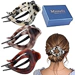 Mistofu 3Pcs French Concord Hair Claw Clips - Curved Strong Hold No Slip Grip Tortoise Clips for Thick or Thin Hair (multicolor 4)