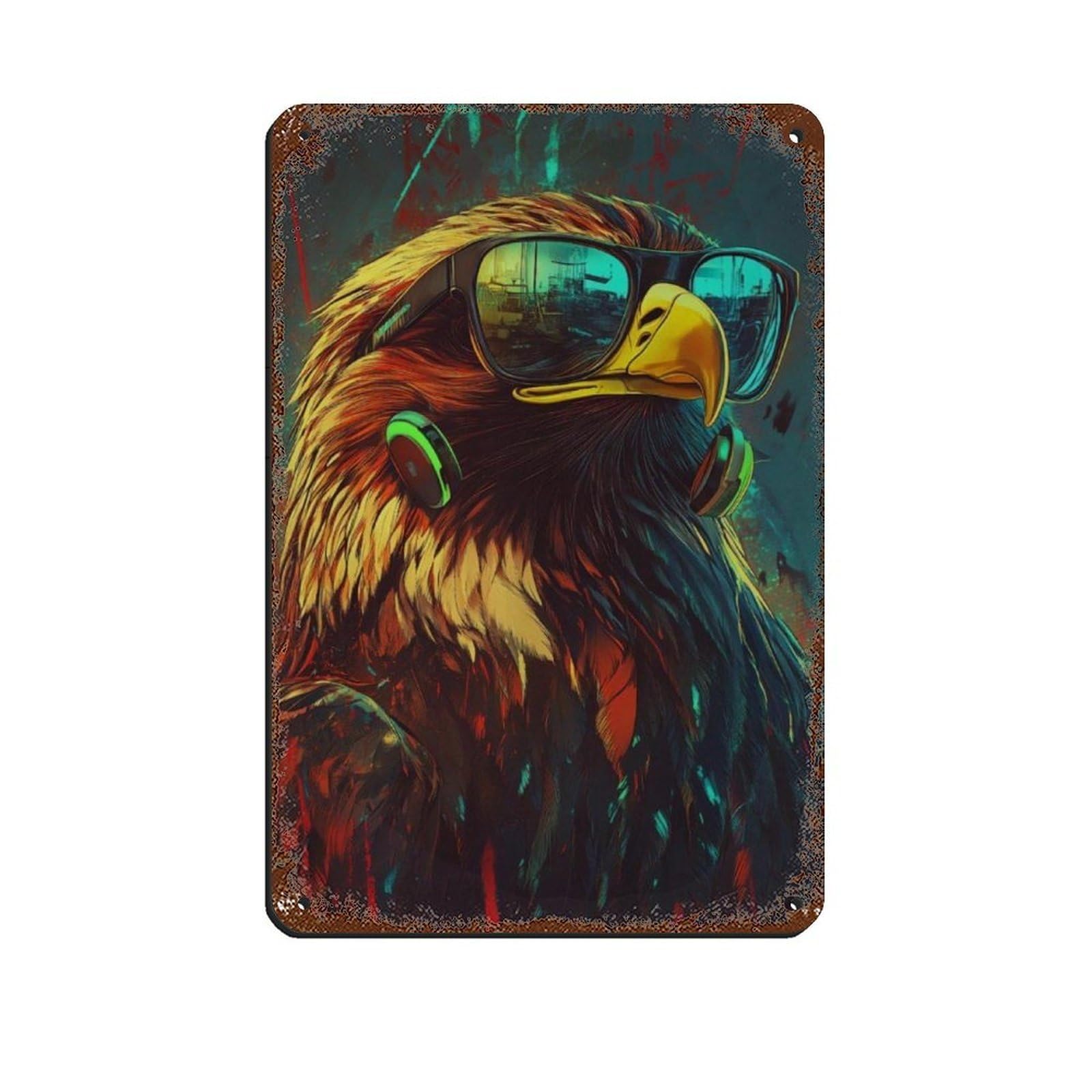 Lxwnze 20L X 30W Cm Cool Eagleart, Modern Eagle Poster Tin Sign Vintage Metal Pub Club Cafe Bar Home Wall Art Decoration Poster Retro 8X12inch(20X30cm)