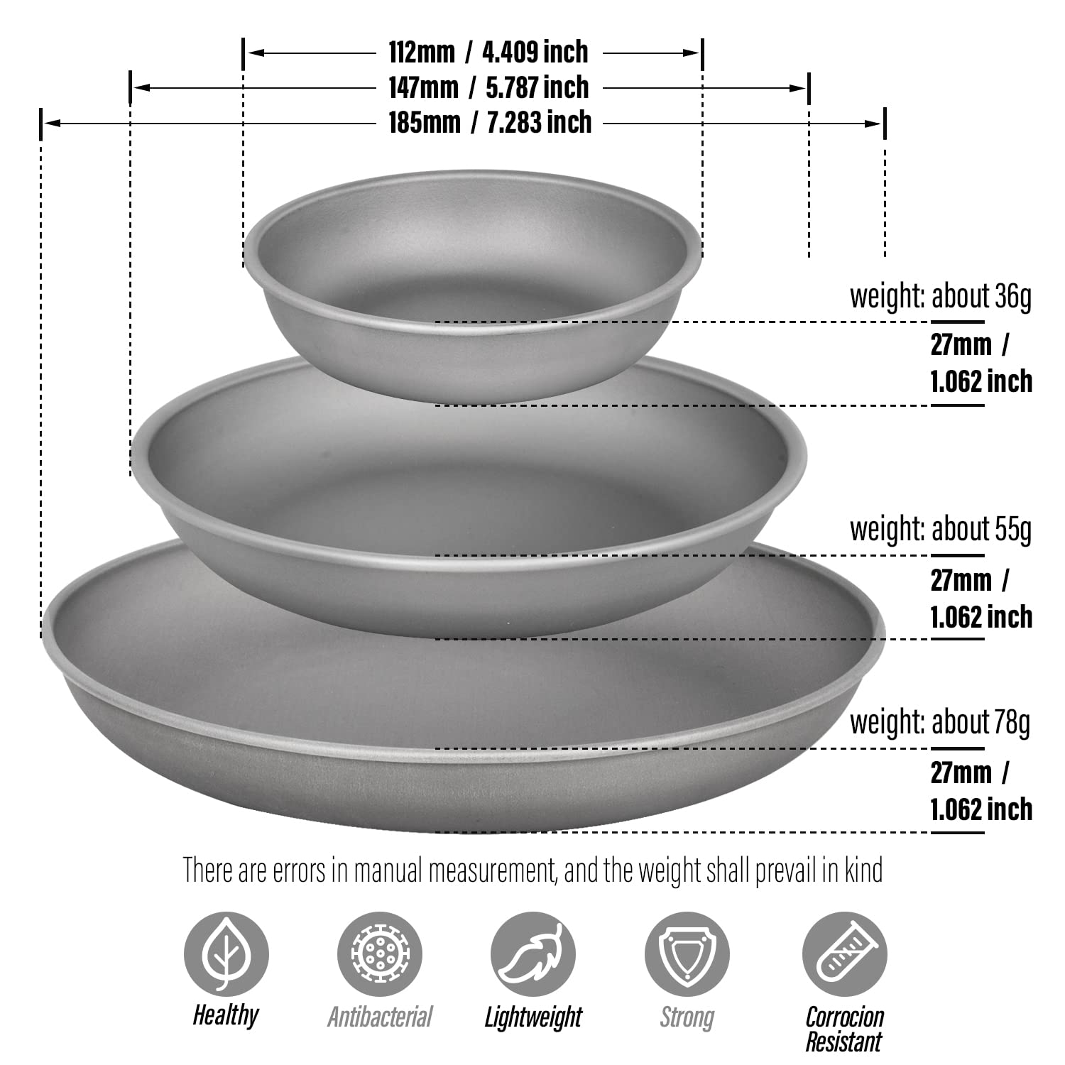 TiTo Titanium Plate Dish Outdoor Camping Tableware Ultralight Round