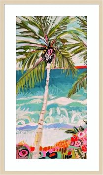 Amanti Art Framed Wall Art Print 41x24 Palm Tree Wimsy I by Karen Fields, Tropical Wall Art, Whimsical Decor, Large Poster Painting Artwork for Living Room, Bedroom, Bathroom, Kitchen, Office or