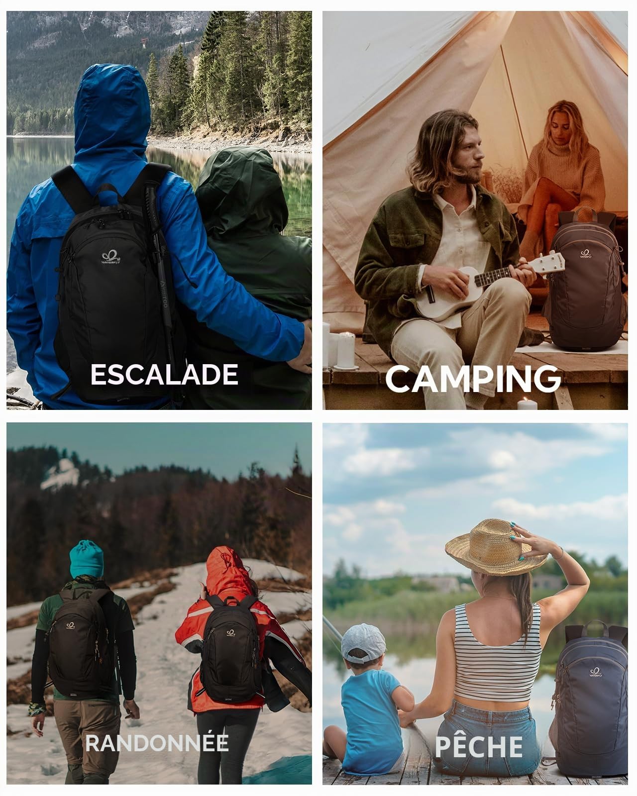 Waterfly Sac à Dos Randonnée 30L Homme Femme pour Voyage Trekking | Léger, Tissu hydrofuge, Multi-poches, Sac de Sport Daypack, Camping, Plein Air
