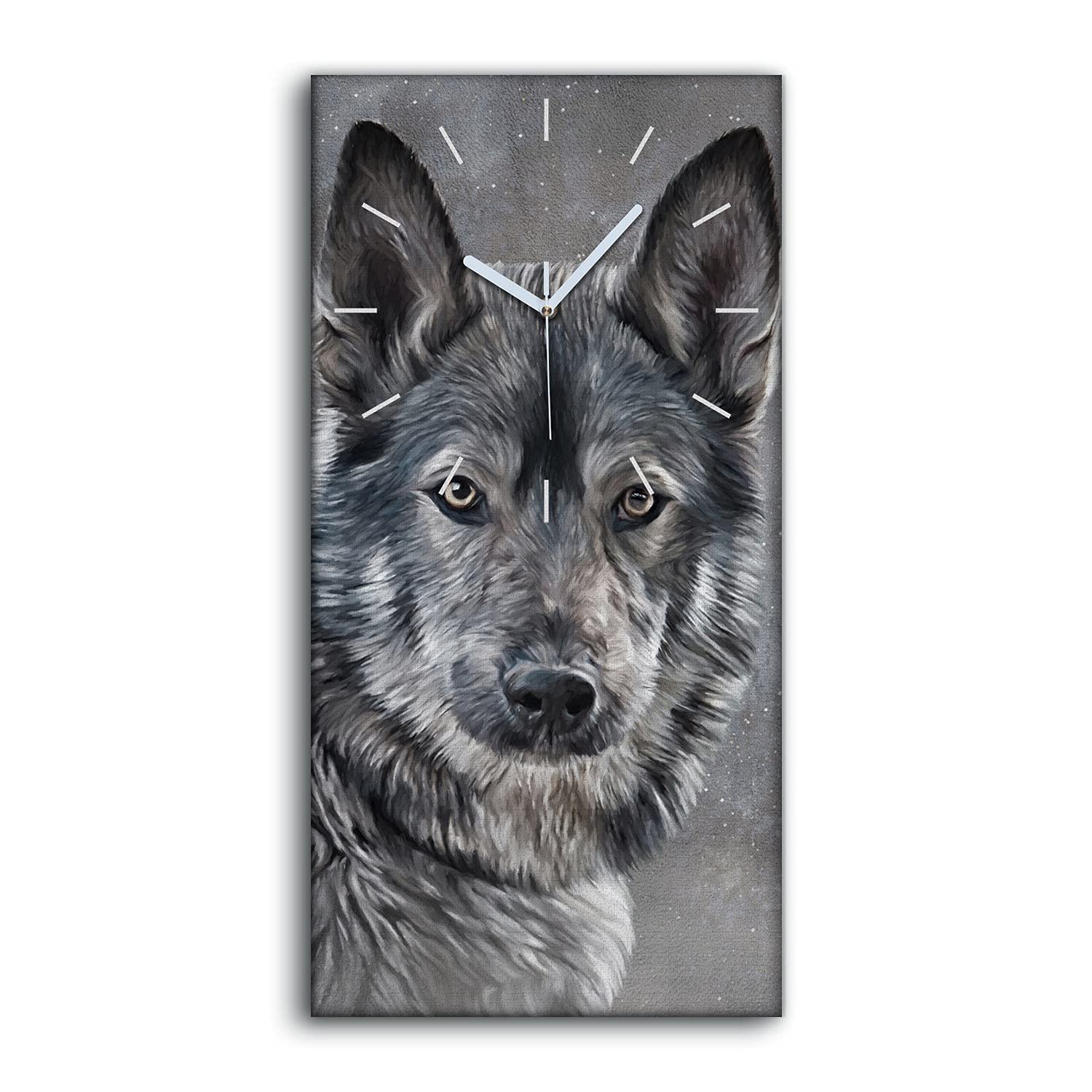 Horloge sur Toile Silencieuse Chien de Loup Coloray 30x60cm pour En finir avec le Tic-Tac