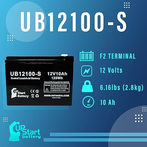 Miniatura 3 de Paquete de 3 baterías de repuesto para baterías B & B BP10-12 – Reemplazo UB12100-S - Batería de plomo ácido sellada universal (12 V, 10 Ah, 10000